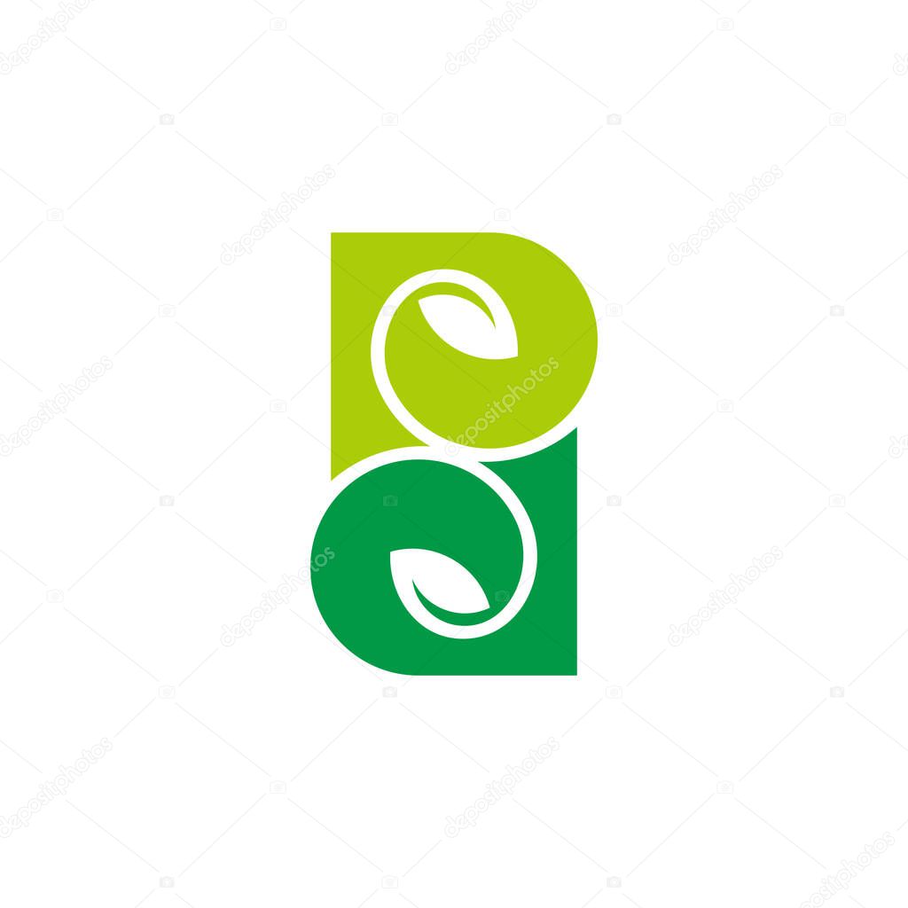 Letter spd green loop simple leaf logo vector