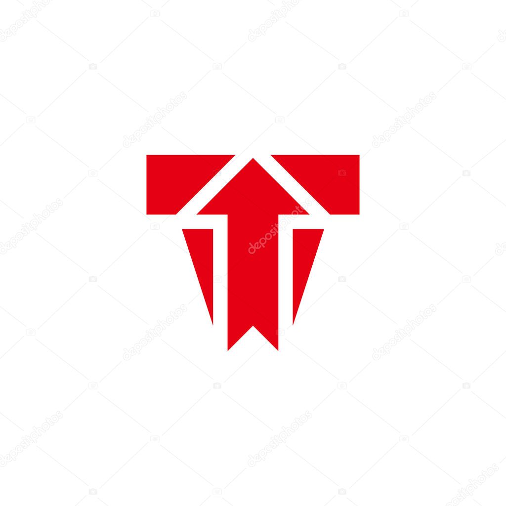 Letter t motion arrow up simple geometric logo vector