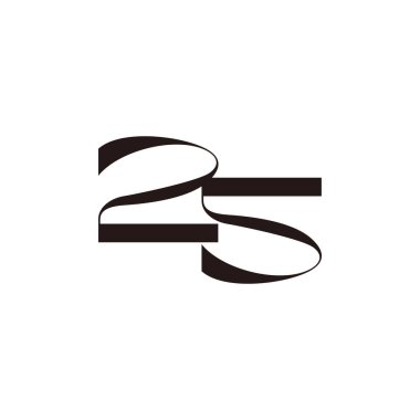 25 numaralı kurdele ambigramı basit logo vektörü 