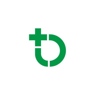 td harfi basit geometrik çizgiler artı tıbbi logo vektörü 