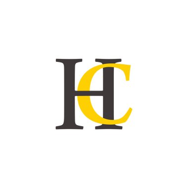 Hc harfleri basit bağlantılı renkli logo vektörü 