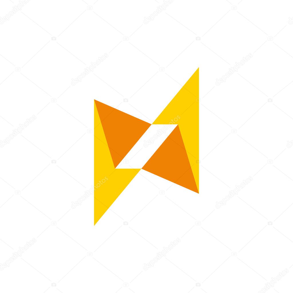 Letter n arrow thunder energy  paper logo vector