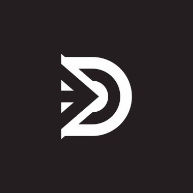 d harfi negatif uzay basit geometrik logo vektörü 