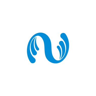 n harfi mavi dalgalar basit geometrik logo vektörünü sıçratır 