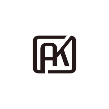 ak harfi basit bağlı geometrik kare yazı tipi logo vektörü