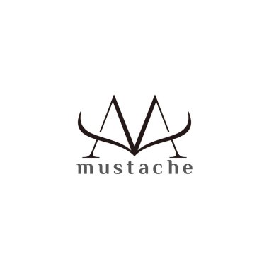 m bıyık harfi soyut eğriler yazı tipi logo vektörü 