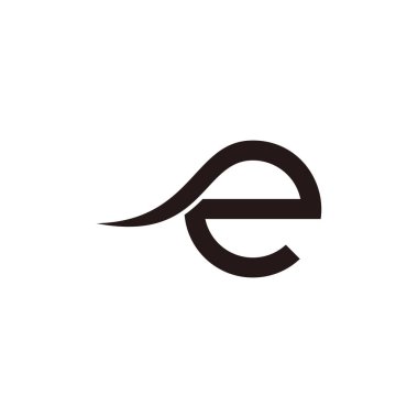 E harfi basit yuvarlak eğriler geometrik logo vektörü 