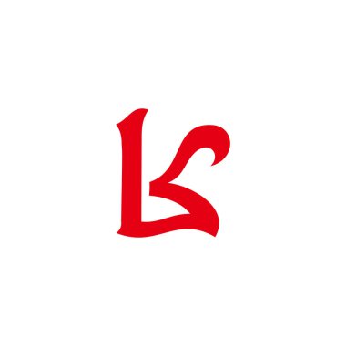 lk harfi basit eğriler kırmızı bağlı logo vektörü 