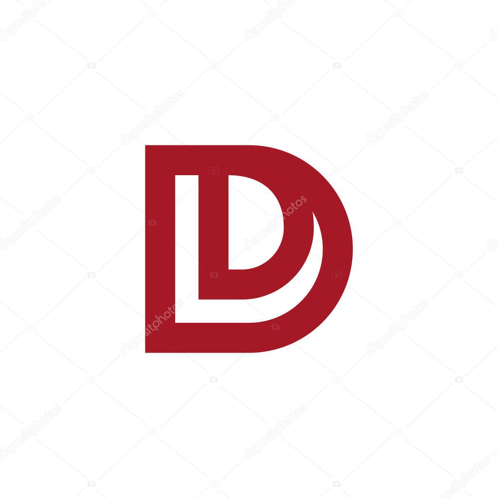 Letter dl simple geometric negative space logo vector