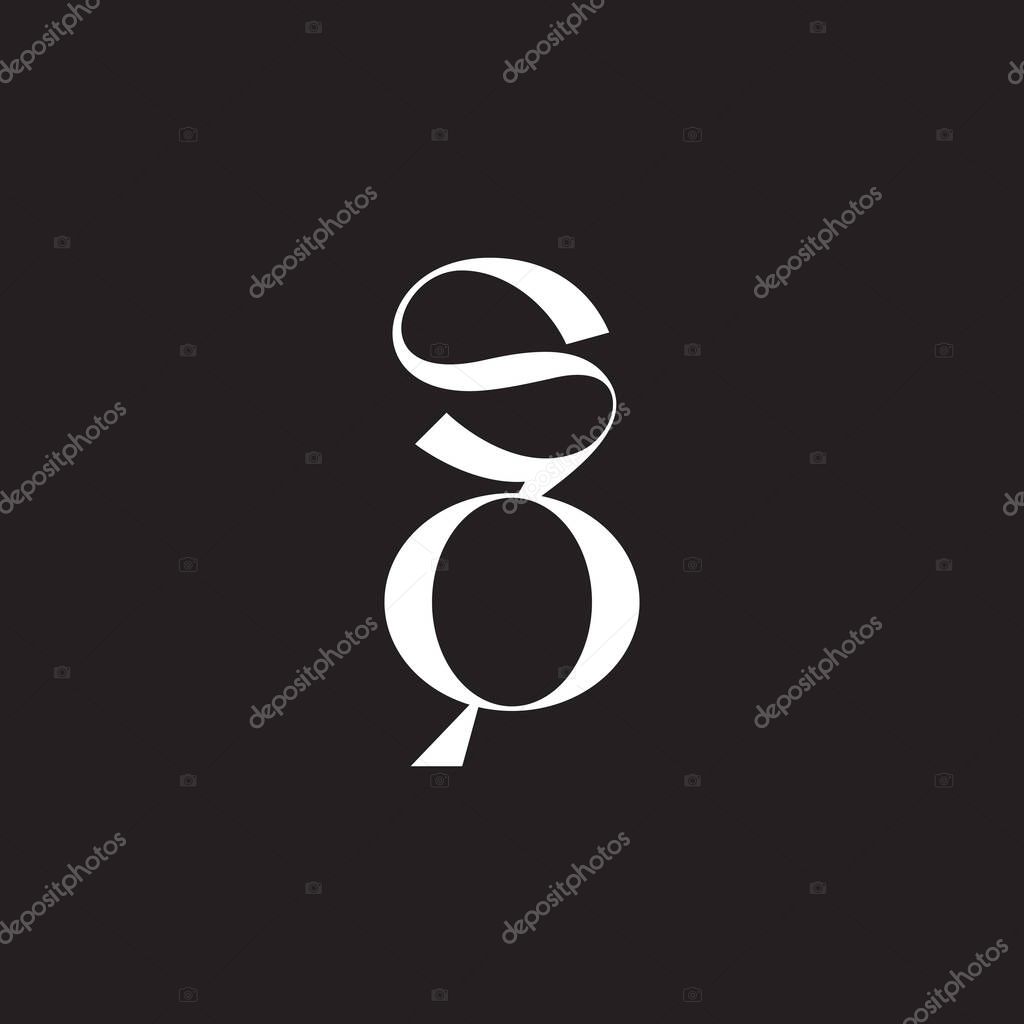 Letter sq so simple ribbon linked simple logo vector