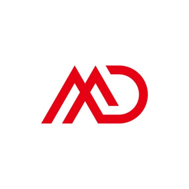 harf md basit bağlı geometrik çizgi logo vektörü 