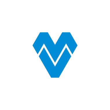 harf mv çizgileri geometrik mavi elmas logo vektörü 