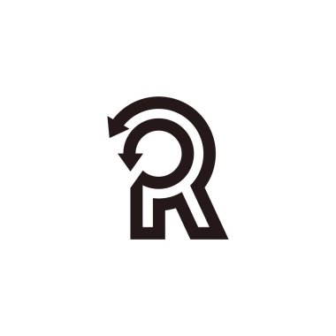 r harfi yuvarlak okları basit geometrik logo vektörüne yeniden yükle 