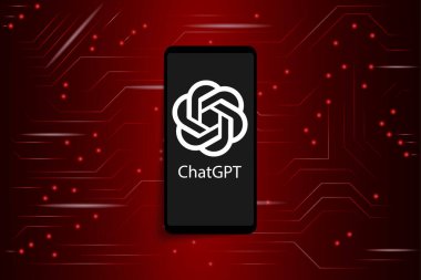 Yapay Zeka ChatGPT sohbet robotu logosu. OpenAI tarafından geliştirilen Chatbot kullanarak yapay zeka vektör çizimi. Yapay Zeka ya da Yapay Zeka ile sohbet. EPS10