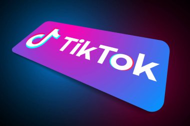 Popüler sosyal medya logosu TikTok gradyan arka planda. Vektör çizimi. EPS10