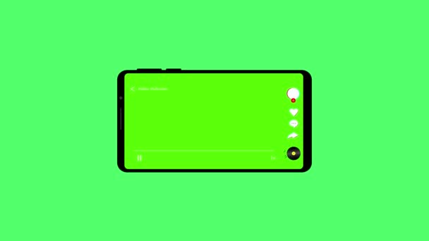 社交媒体模板移动接口 App Web 移动接口 背景与乙烯盘和许多按钮 绿色背景的水平动画 — 图库视频影像