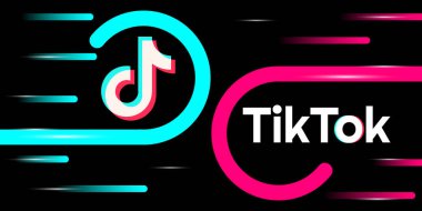 TikTok. Yeni sosyal medya konsepti. Simge sembolü. Logo. Vektör çizimi. Editör ağı. EPS10