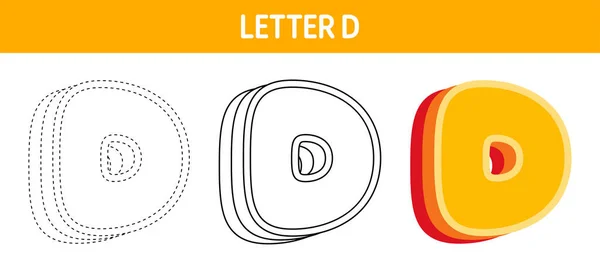 stock vector Letter D Orange, tracing and coloring worksheet for kids