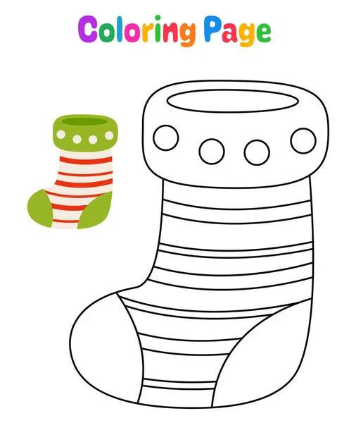Kolorowanki Christmas Sock Dla Dzieci — Wektor stockowy