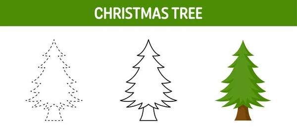 Χριστουγεννιάτικο Δέντρο Εντοπισμού Και Χρωματισμό Φύλλο Εργασίας Για Παιδιά — Διανυσματικό Αρχείο