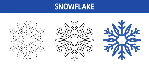 Snowflake Εντοπισμό Και Χρωματισμός Φύλλο Εργασίας Για Παιδιά — Διανυσματικό Αρχείο