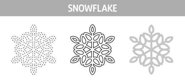 Snowflake Εντοπισμό Και Χρωματισμός Φύλλο Εργασίας Για Παιδιά — Διανυσματικό Αρχείο