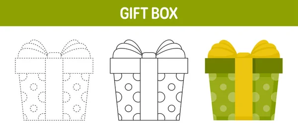 Giftbox Rastrear Colorir Planilha Para Crianças — Vetor de Stock