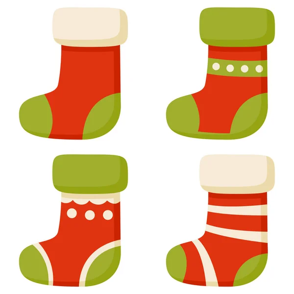 Christmas Sock Isolated White Background — Stock Vector