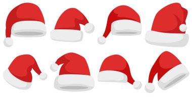 Beyaz arka planda izole edilmiş bir Noel Baba şapkası.