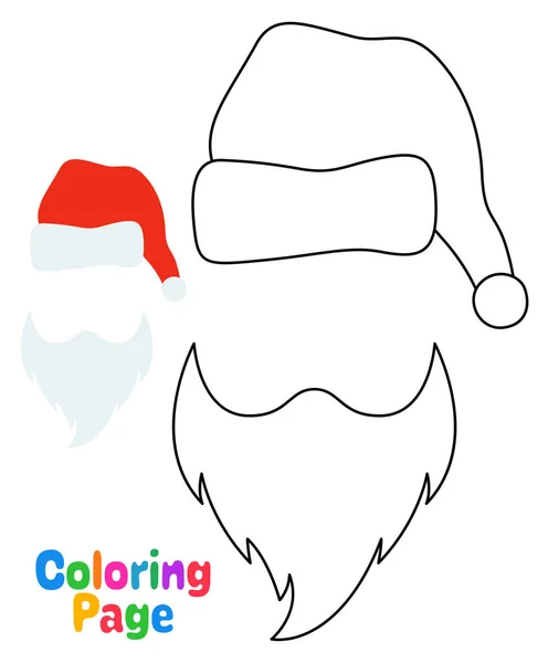 Página Para Colorear Con Barba Con Sombrero Navidad Para Niños — Vector de stock