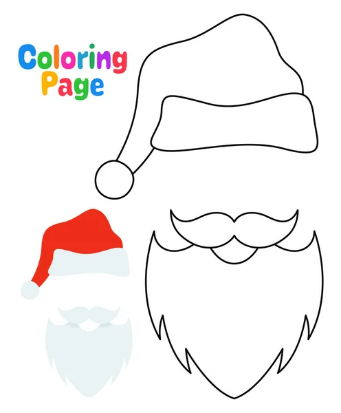 Coloriage Avec Barbe Avec Chapeau Noël Pour Les Enfants — Image vectorielle