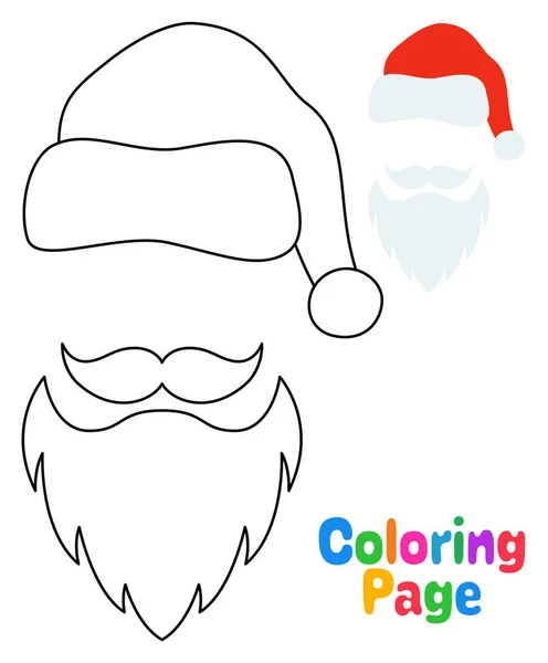 Página Para Colorear Con Barba Con Sombrero Navidad Para Niños — Archivo Imágenes Vectoriales