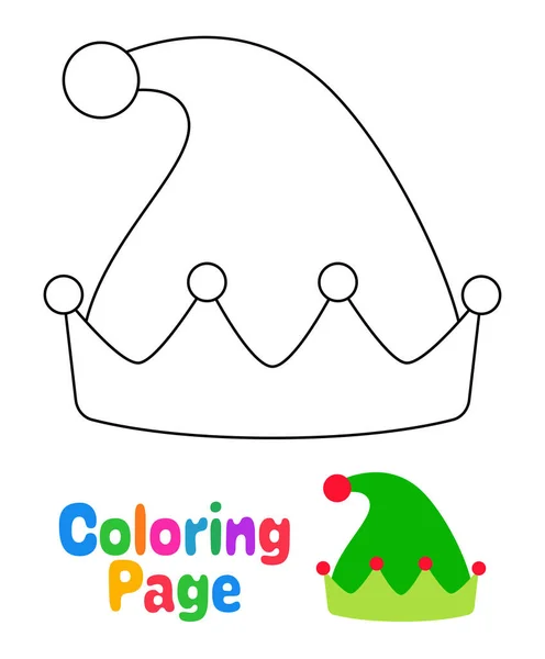 Página Para Colorear Con Sombrero Elfo Para Niños — Vector de stock
