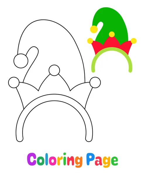 Zbarvení Stránky Vánoční Čepice Čelenka Pro Děti — Stockový vektor