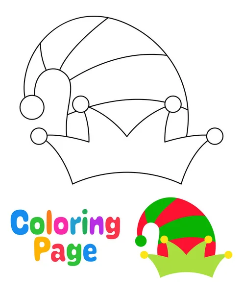 Página Para Colorear Con Sombrero Elfo Para Niños — Vector de stock
