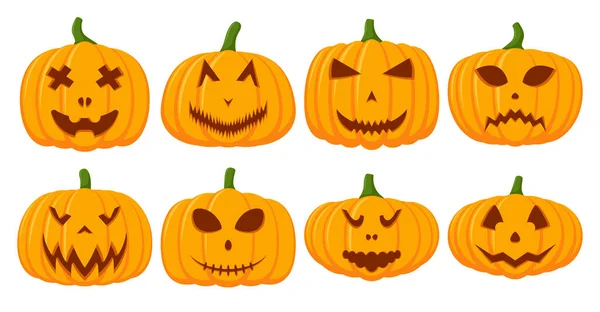 Halloween Pumpkin Face Collection Vector Illustration — Stock Vector
