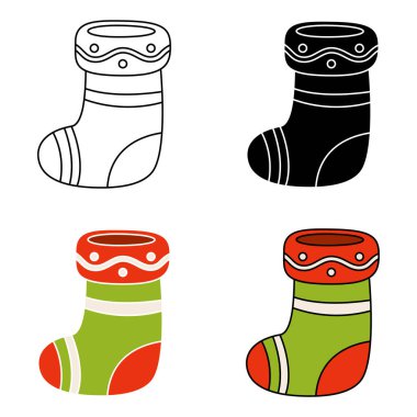 Düz stil izole edilmiş Noel çorapları.