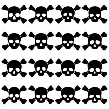 Beyaz arka planda izole edilmiş Kurukafa ve Çapraz Kemikler