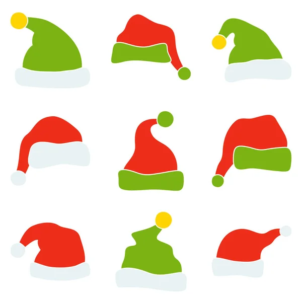 一套白色背景的圣诞老人帽 — 图库矢量图片