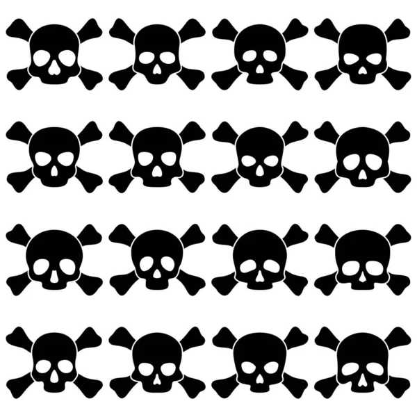 Set Skull Crossbones Isolated White Background — Stock Vector