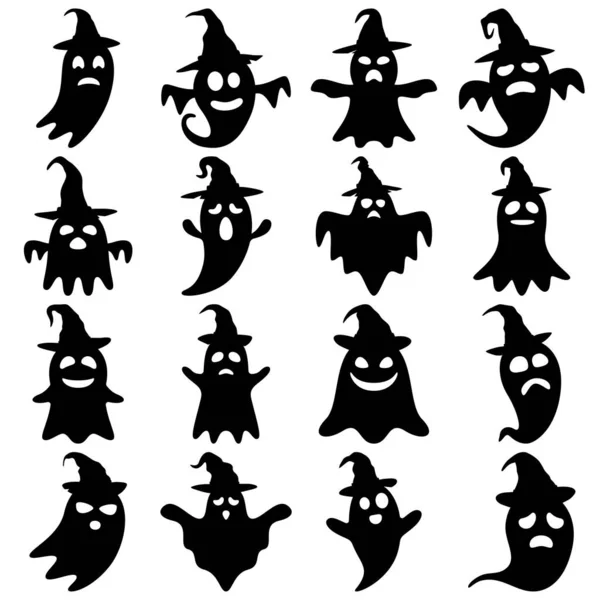 stock vector Set of Ghost with hat isolated on white background