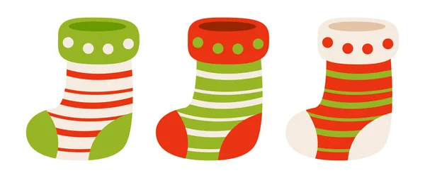 stock vector Set of Christmas Sock in flat style isolated