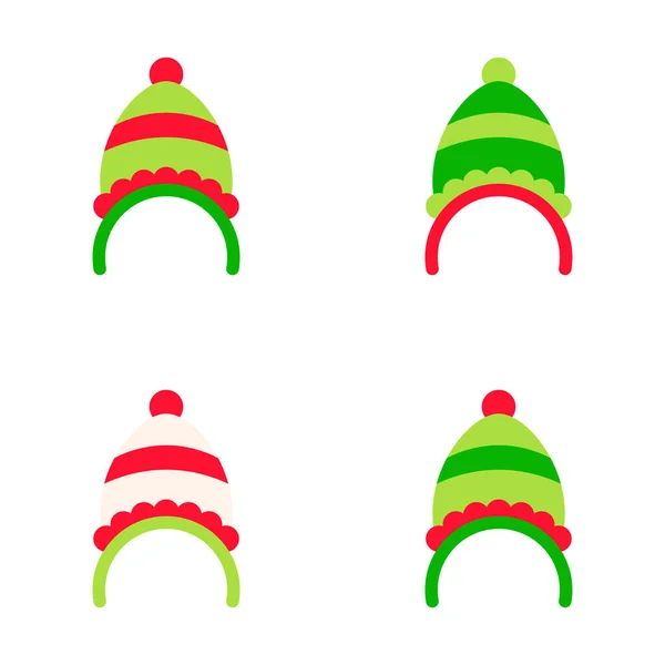 Ensemble Bandeau Noël Style Plat Isolé — Image vectorielle