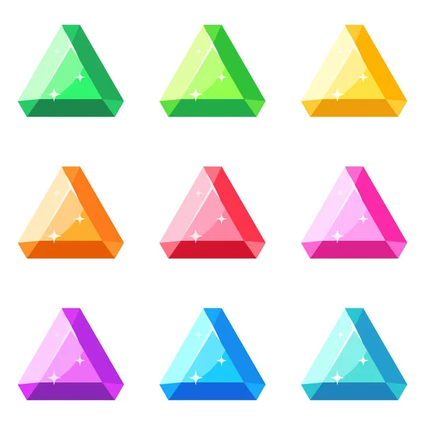 Set Gems Flat Style Isolated — Stock Vector