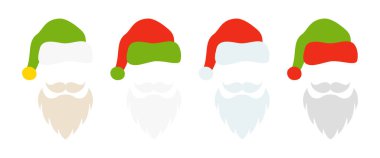 Beyaz arka planda noel şapkalı sakal