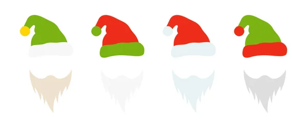 stock vector Beard with christmas hat on white background