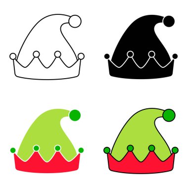 Beyaz arkaplanda izole edilmiş Elf şapkası kümesi