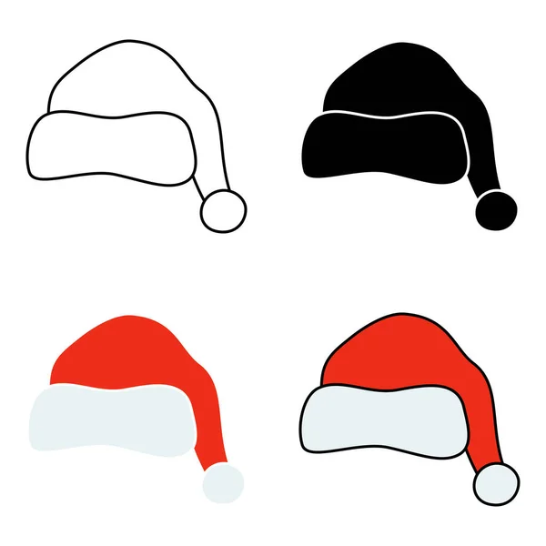 Ensemble Chapeau Père Noël Isolé Sur Fond Blanc — Image vectorielle