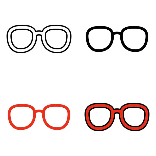 Szemüvegkészlet Sík Elszigetelt Stílusban — Stock Vector