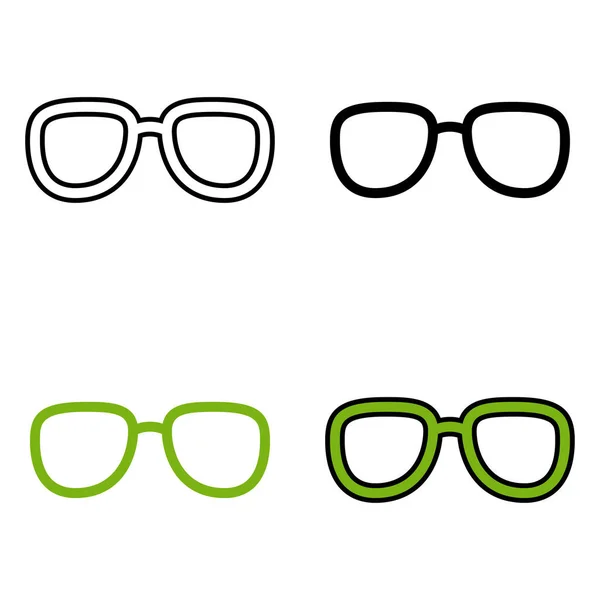 Szemüvegkészlet Sík Elszigetelt Stílusban — Stock Vector